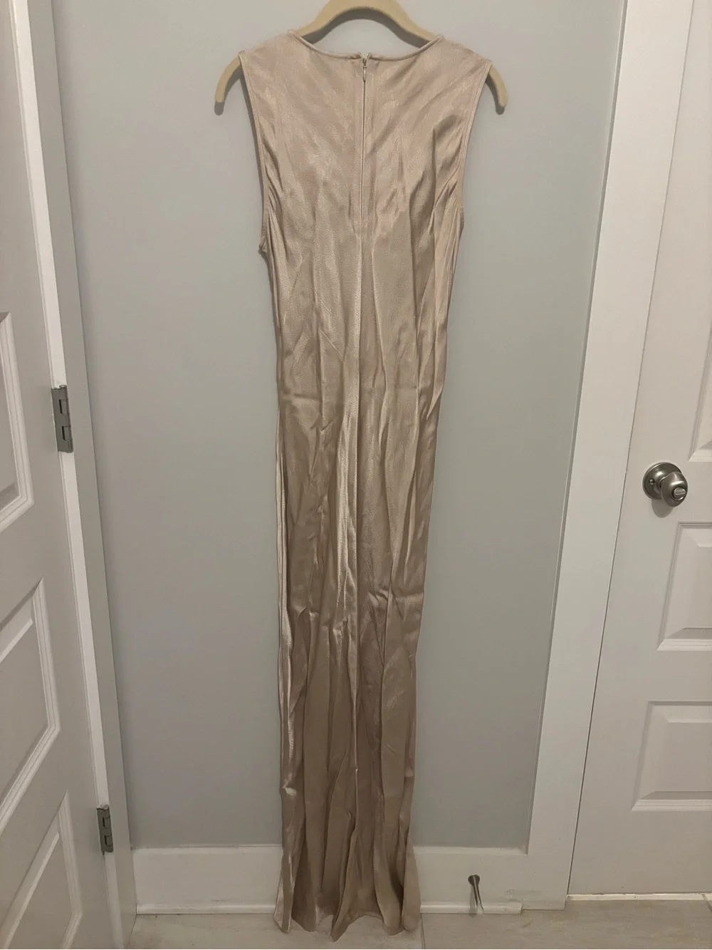 J. Crew Sleeveless Silk-Blend Maxi Dress in Beige